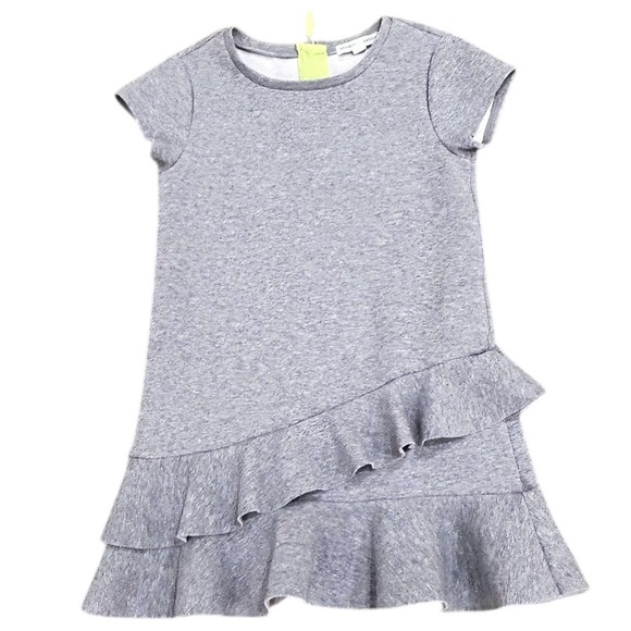 Rockets of Awesome Ruffle flounce scuba casual Dress light gray size 5(girls) - Picture 1 of 7